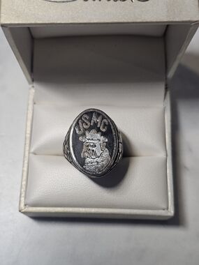 USMC Ring in Silver Tone Size 9
